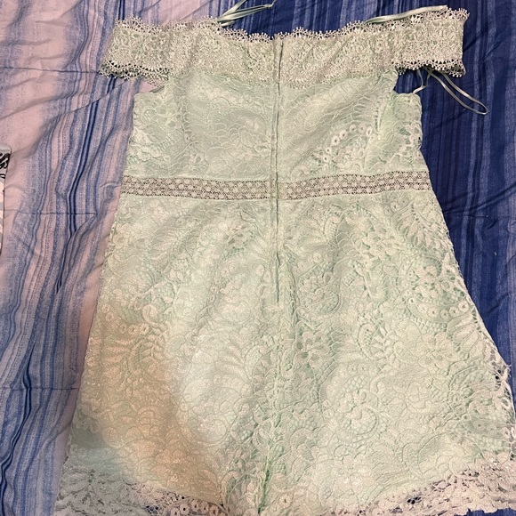 Mint Green Lace Romper - Picture 2 of 6